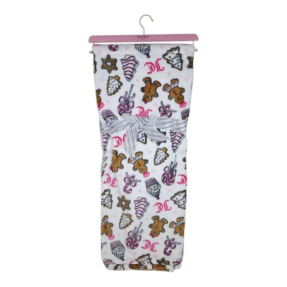 Juicy Couture Oversized Plush Printed Throw 60X70" Gingerbread Holiday Christmas - Picture 6 of 10